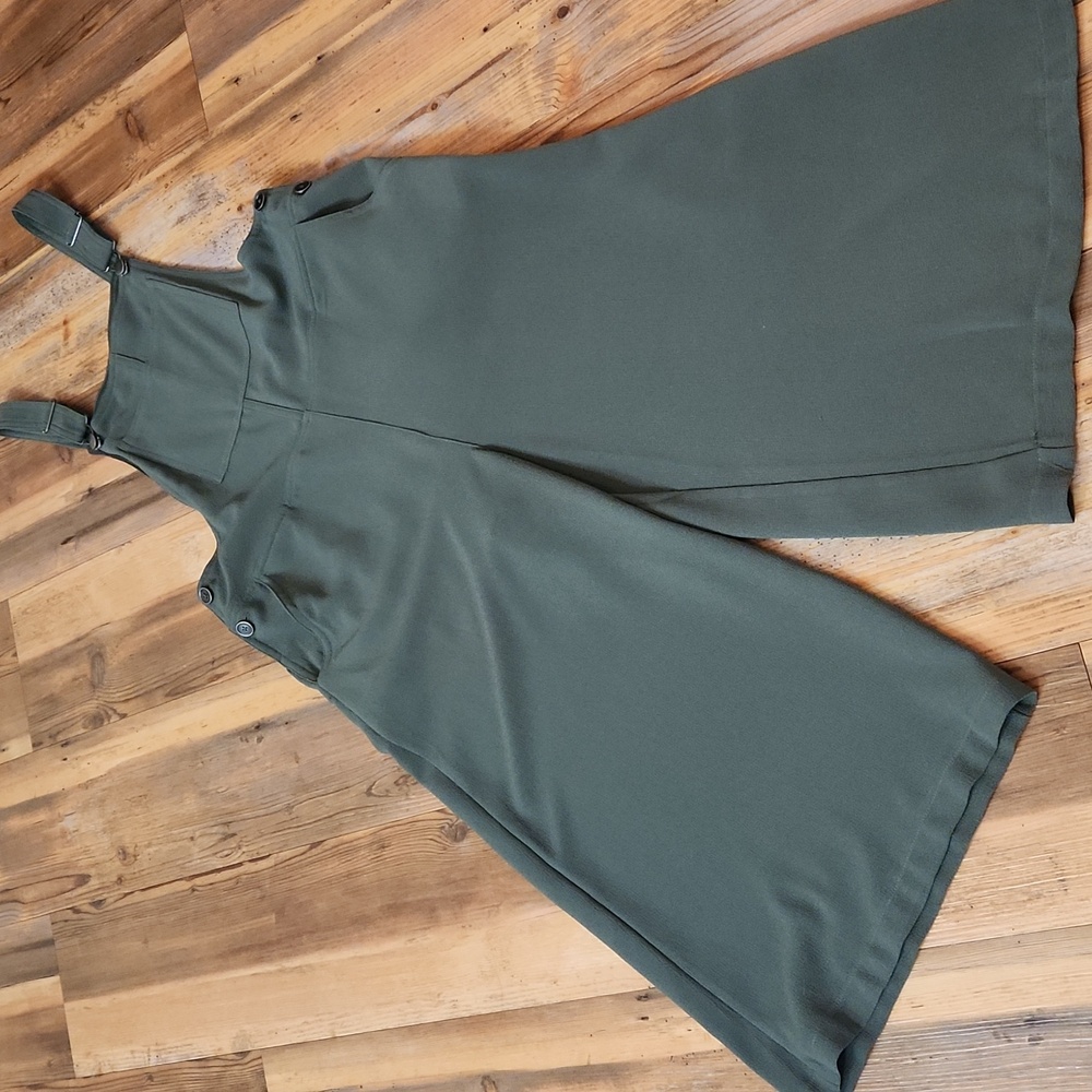 Xhilaration Olive Green Wide-Leg Overalls